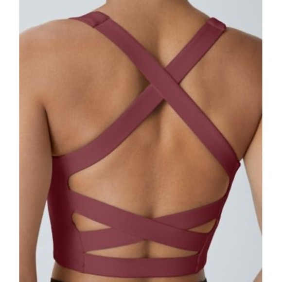 HALARA Other - Halara SoftlyZero Airy Square Neck Backless Strappy Sports Bra Crop Top Berry S